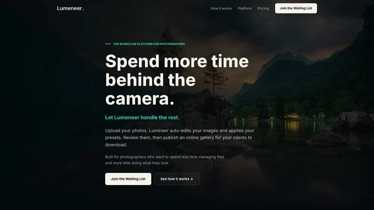 The Lumeneer site on desktop