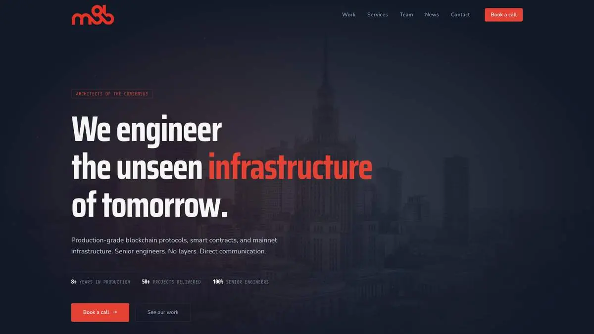 The M8B site on desktop