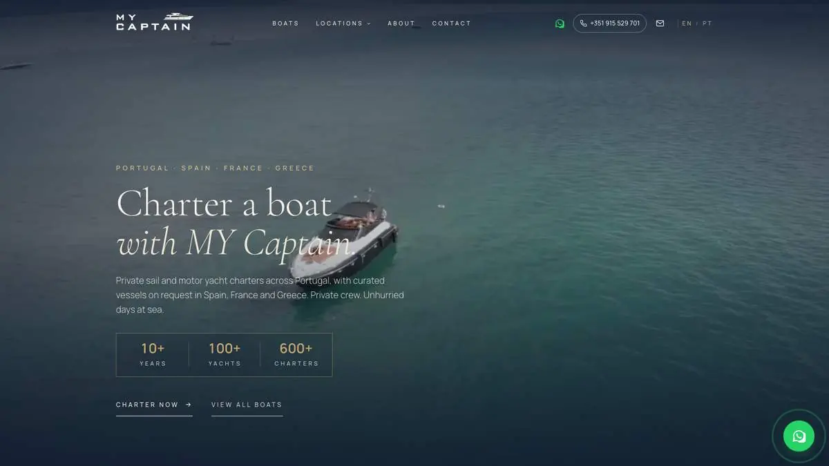 The My Captain site on desktop